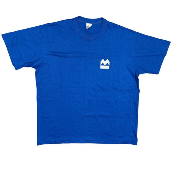 Vintage 80s BMO Bank of Montreal Single Stitch TShirt Blue Large - Picture 1 of 7